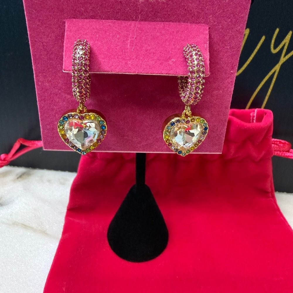 Kurt Geiger London Rainbow Crystal Heart Drop Earrings 🌈✨